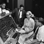 Grace Murray Hopper at the UNIVAC keyboard, c. 1960.