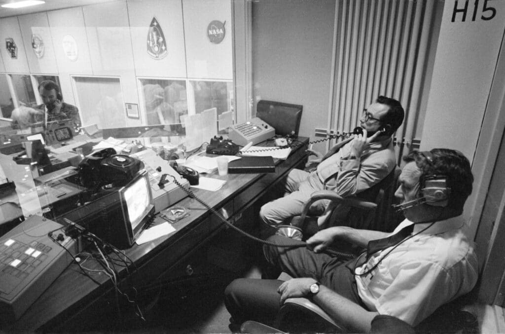 Salle de contrôle de la NASA pendant la crise du réservoir d'oxygène d'Apollo 13, avril 1970
Licence : Domaine public (NASA)